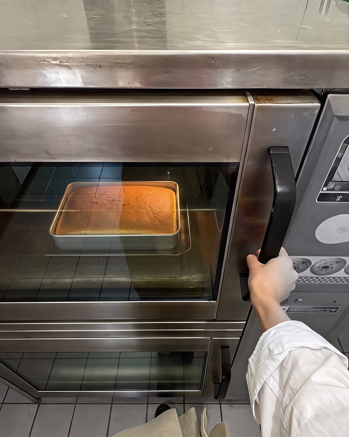 The oven turns on