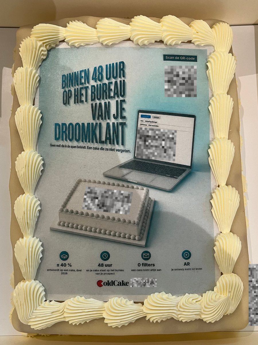 Een geleverde ColdCake: binnen 48 uur op het bureau van je droomklant.